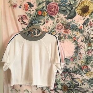 forever 21 white cropped sweatshirt with stripes